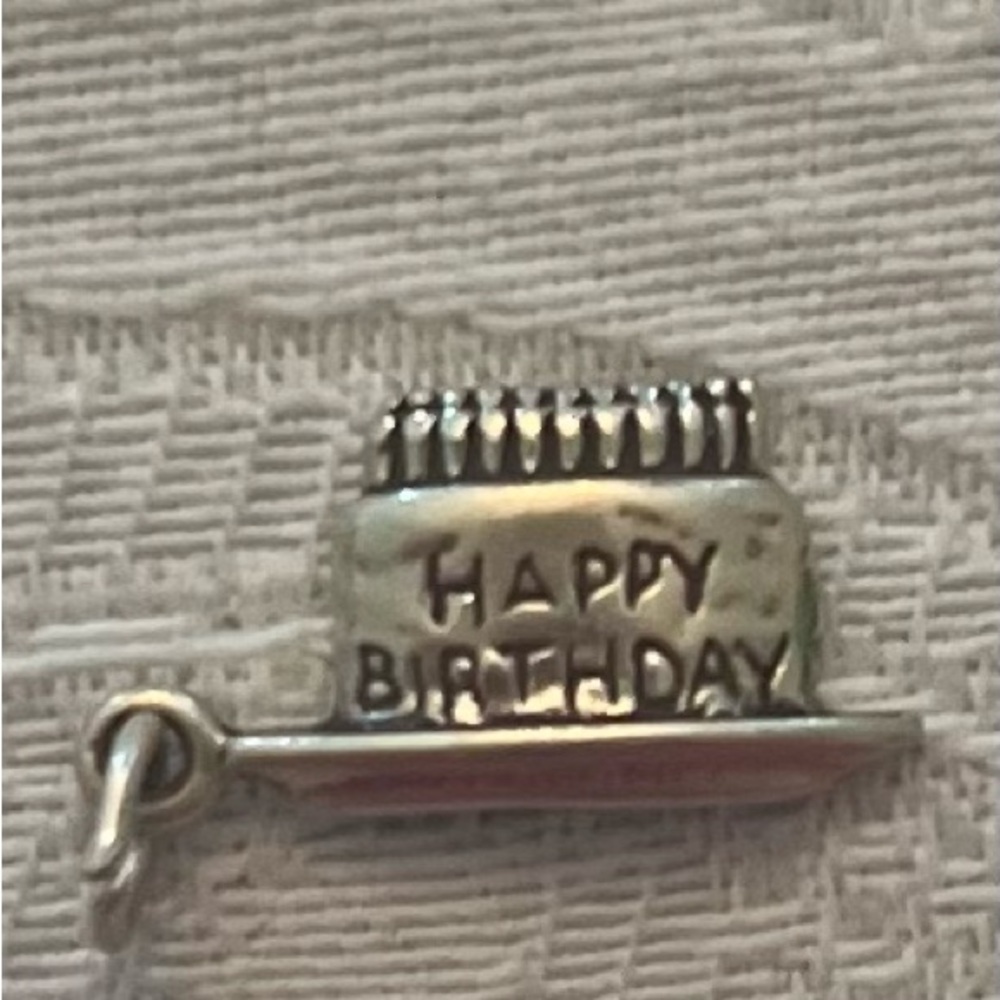 Happy Birthday Cake Charm Sterling Silver